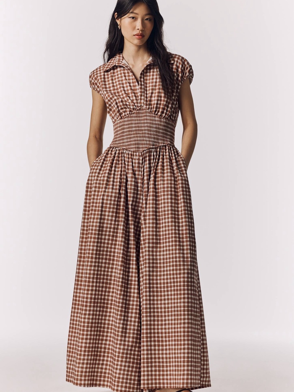 Hutch Gingham Basque-Waist Wide Leg 
Jumpsuit from Anthropologie NWT Medium